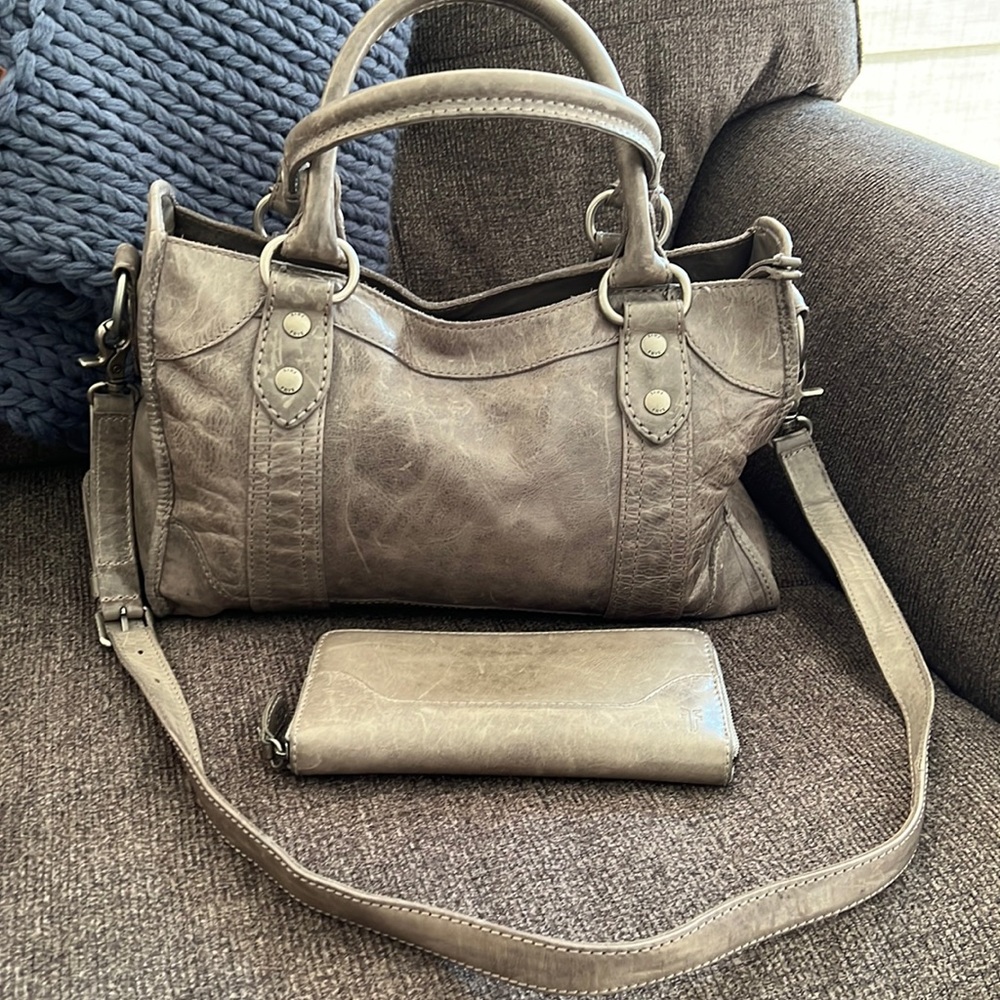 Frye Melissa Satchel with matching wallet